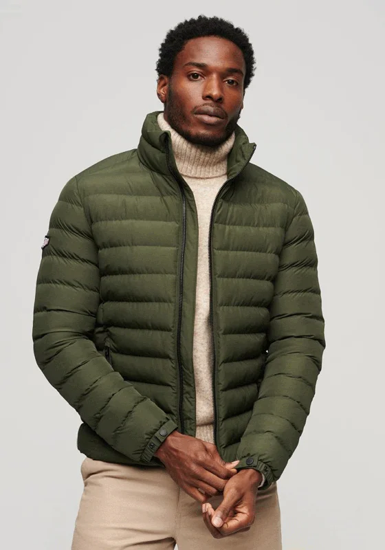 Superdry Fuji Printed Padded Jacket, Dark Moss Green