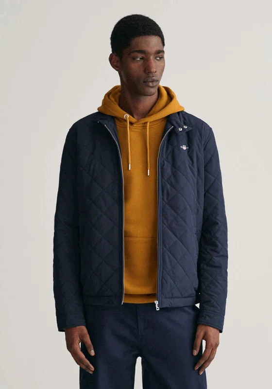 Gant Diamond Quilted Jacket, Evening Blue