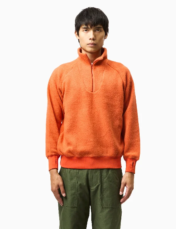 Beams Plus Mil Half Zip Fleece Sweatshirt - Orange