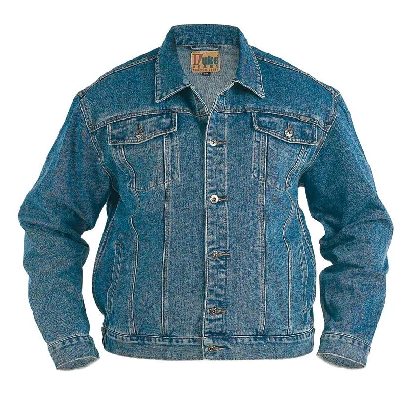 Duke Western Style Denim Trucker Jacket in Stonewash Blue Size 1XL to 8XL