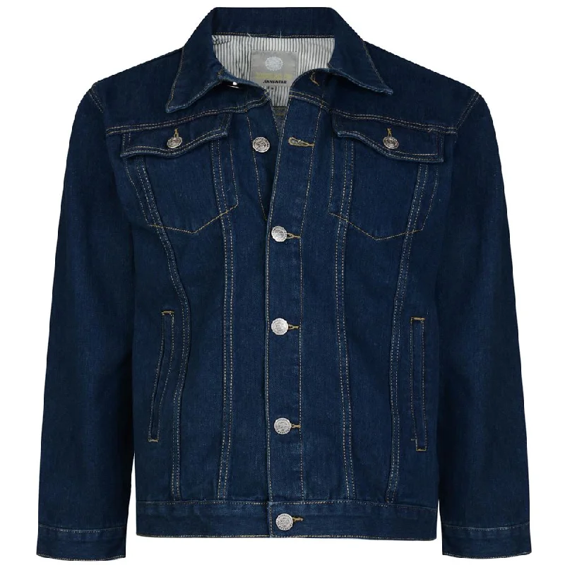 KAM Men's High Quality Western Denim Jacket (401) in Indigo Blue,Size Small-8XL