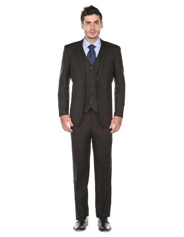 Mens Regular Fit Vested Funeral Suit Black