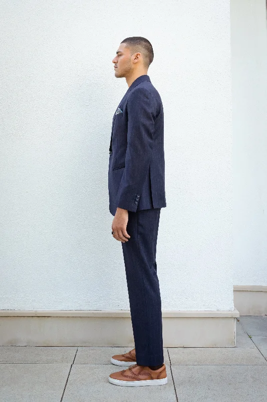 Navy Blue Pin Striped Suit