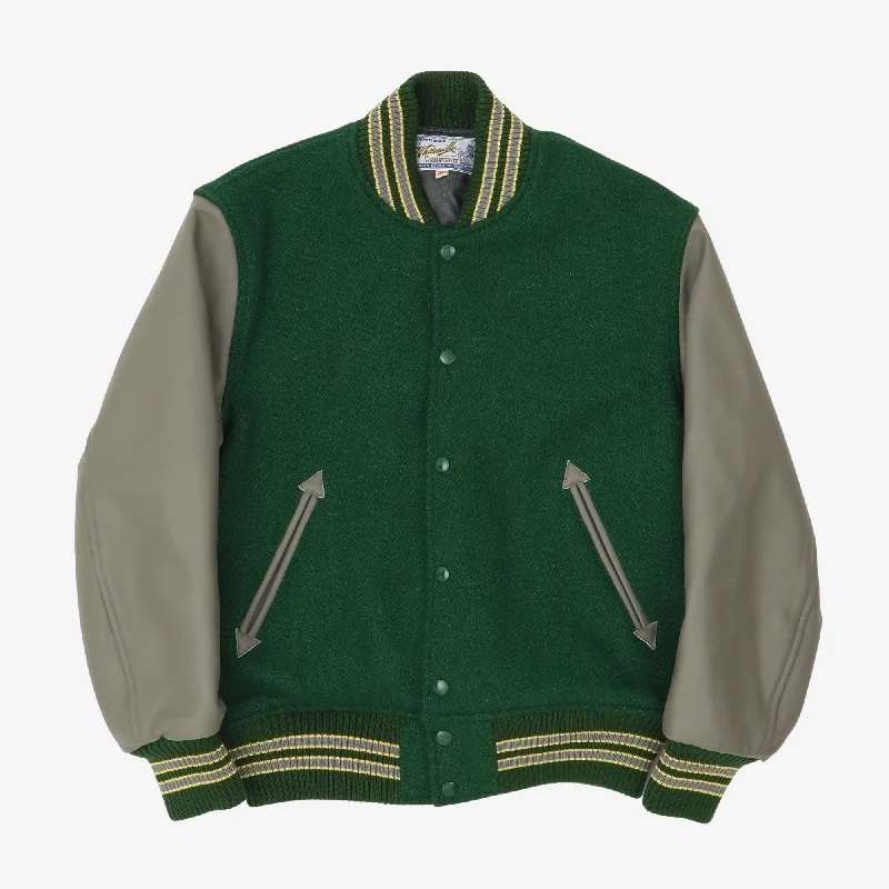 Plain Letterman Melton Varsity Jacket