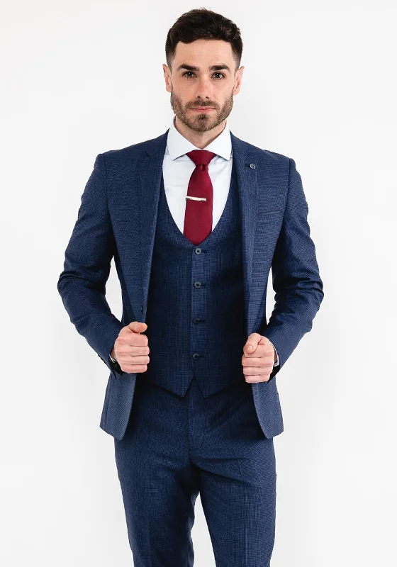 Remus Uomo Lazio Houndstooth Blazer, Dark Blue