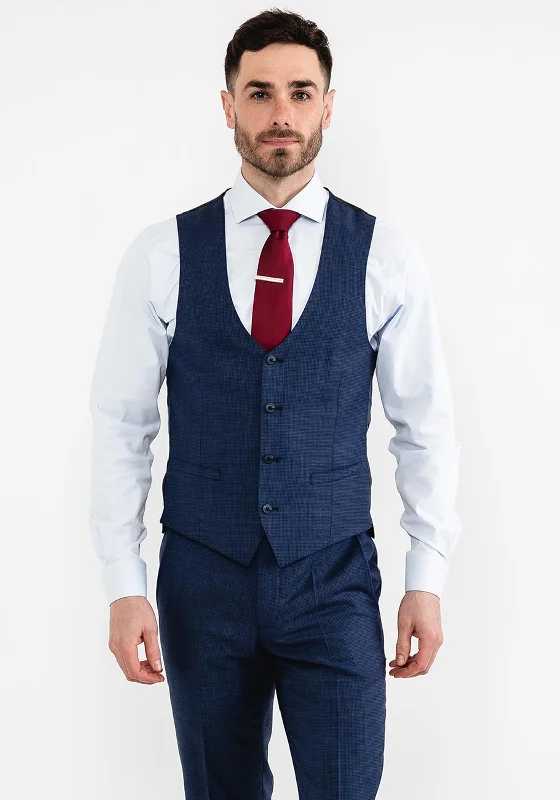 Remus Uomo Lazio Houndstooth Waistcoat, Dark Blue