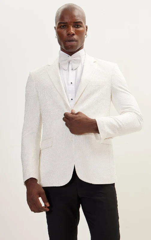 Classic Notch Lapel Dinner Jacket -Jacquard White