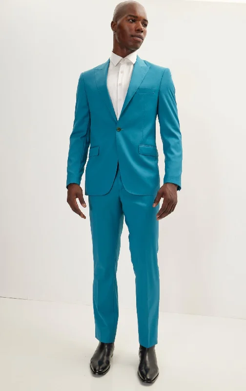 Vitale Super 110S Merino Wool Single Breasted Suit - Teal Green