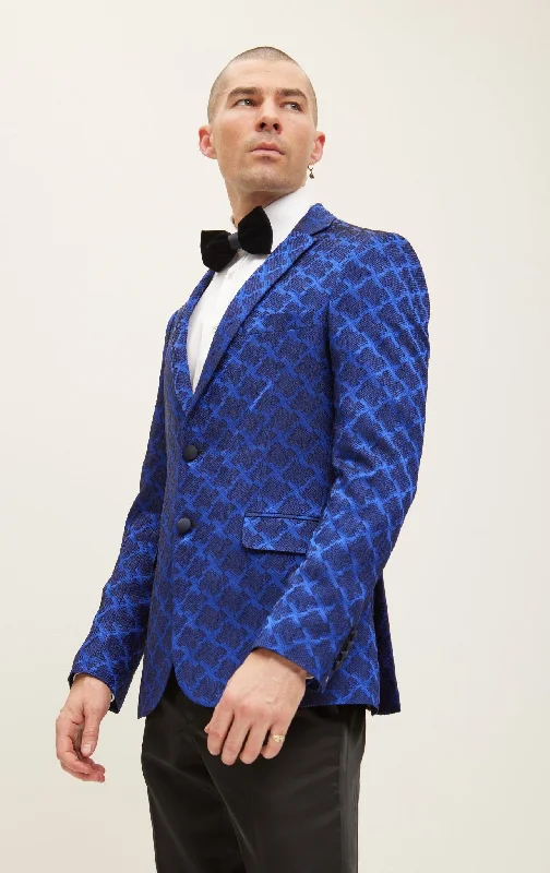 Classic Notch Lapel Dinner Jacket - Striking Electric Blue