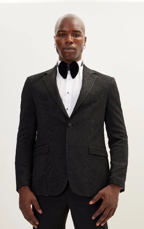 Classic Notch Lapel Dinner Jacket -Jacquard Black