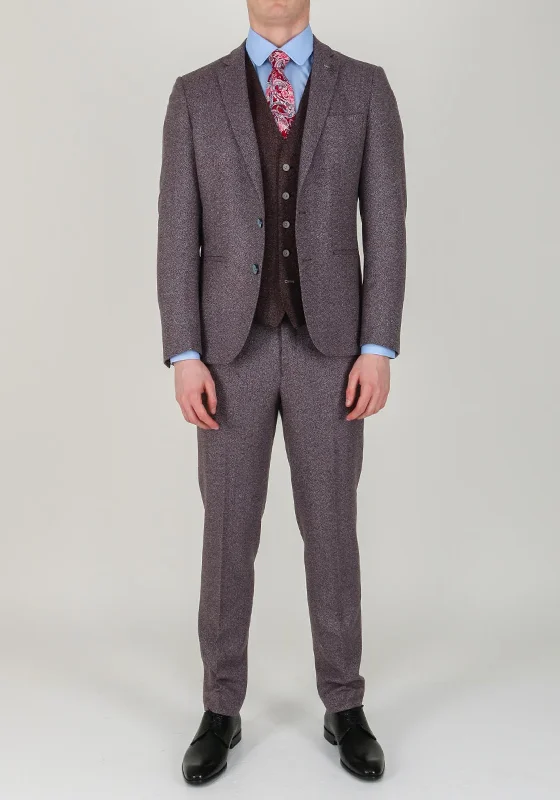 Remus Uomo Dotted Print Mix & Match Trousers, Burgundy