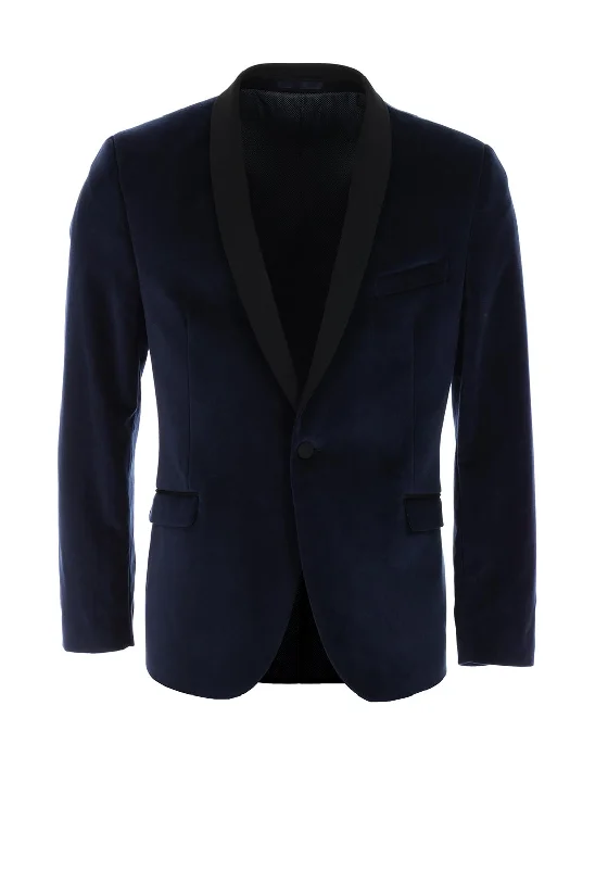 Torre Baxter Velvet Blazer, Dark Blue