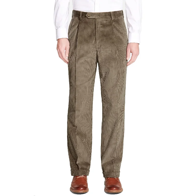 8 Wale Luxury Italian Corduroy Pant in Tan (Milan Double Reverse Pleat) by Berle