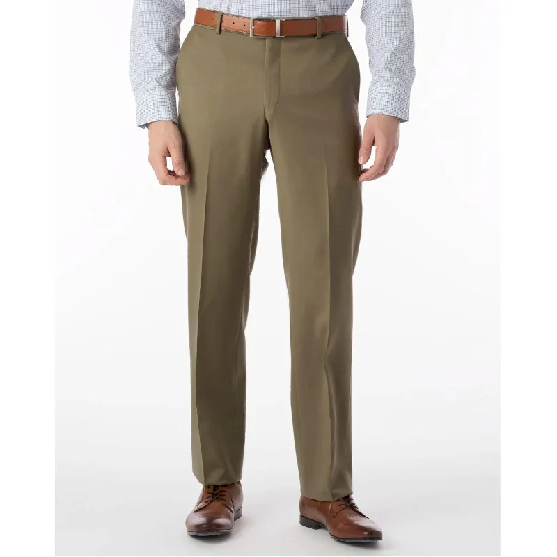 BIG FIT Super 120s Wool Gabardine Comfort-EZE Trouser in British Tan (Plain Front Model) by Ballin