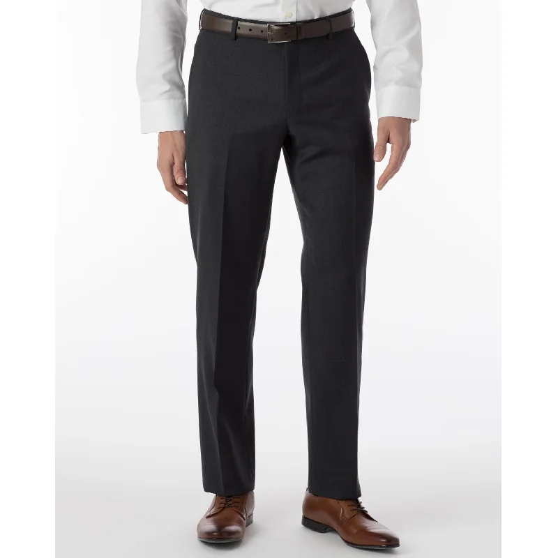 BIG FIT Super 120s Wool Gabardine Comfort-EZE Trouser in Charcoal (Plain Front Model) by Ballin