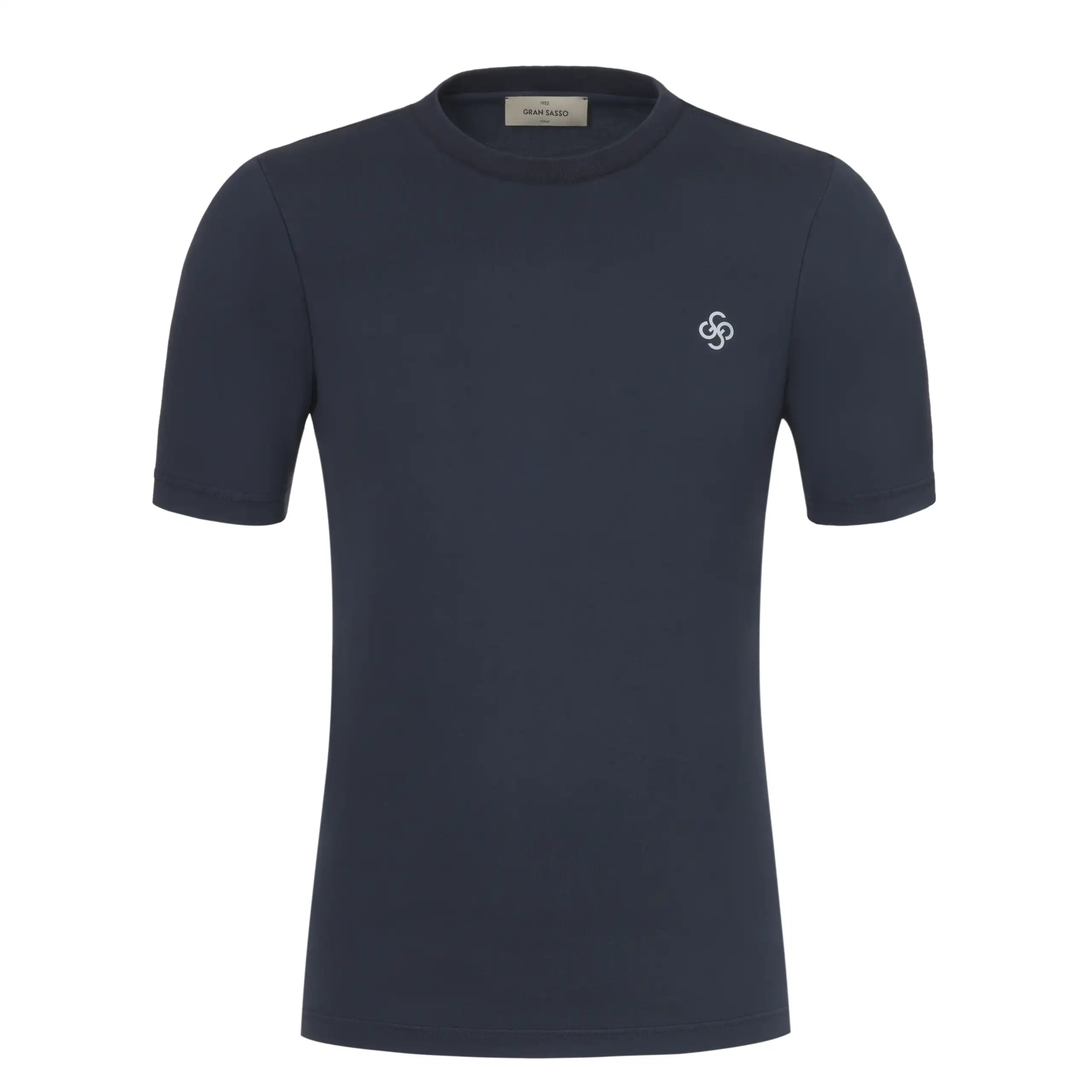 Cotton Crew-Neck T-Shirt in Dark Blue