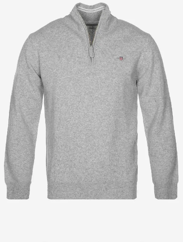 Superfine Lambswool Half Zip Grey Melange