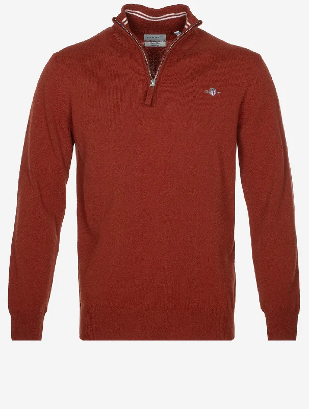 Superfine Lambswool Half Zip Iron Red