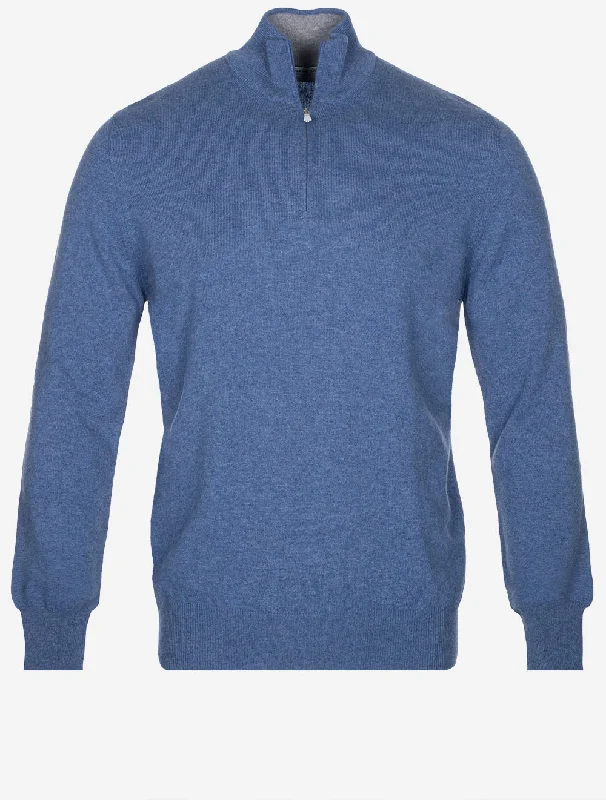 Cashmere Mock Neck Blue