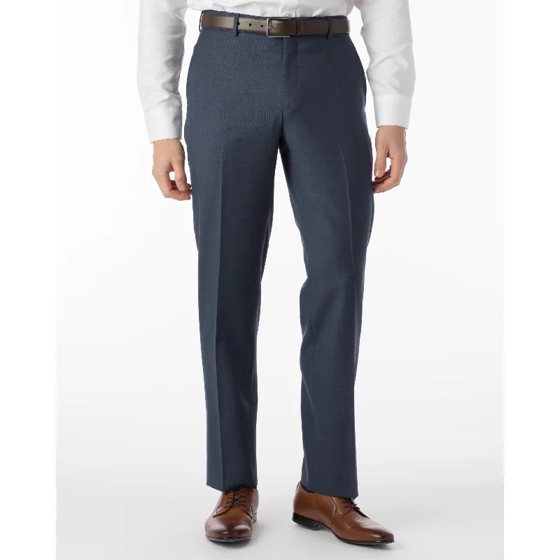 Sharkskin Super 120s Worsted Wool Comfort-EZE Trouser in New Navy (Flat Front Models) by Ballin