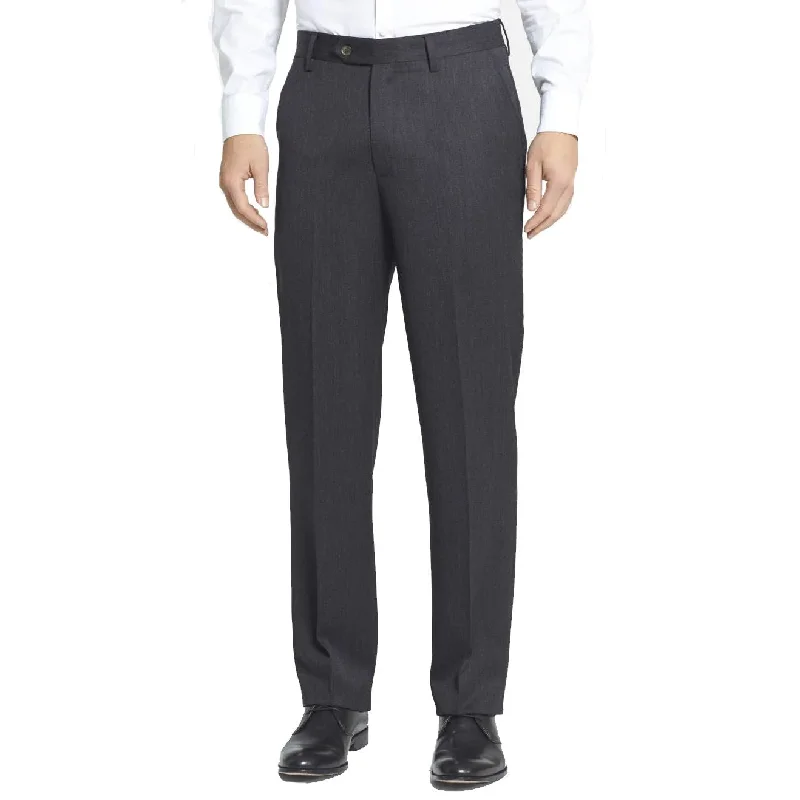 Super 100s Worsted Wool Gabardine Trouser in Charcoal (Hampton Plain Front) by Berle