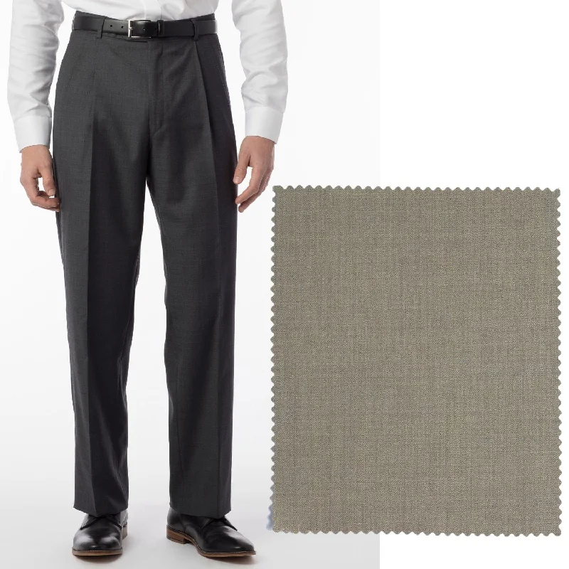 Super 120s Luxury Wool Serge Comfort-EZE Trouser in Taupe (Manchester Pleated Model) by Ballin