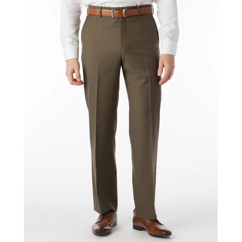 Super 120s Luxury Wool Serge Comfort-EZE Trouser in Olive (Flat Front Models) by Ballin