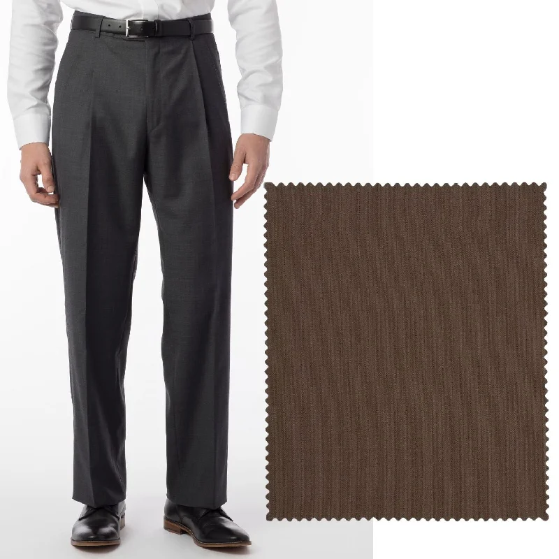 Super 120s Wool Travel Twill Comfort-EZE Trouser in Saddle (Manchester Pleated Model) by Ballin