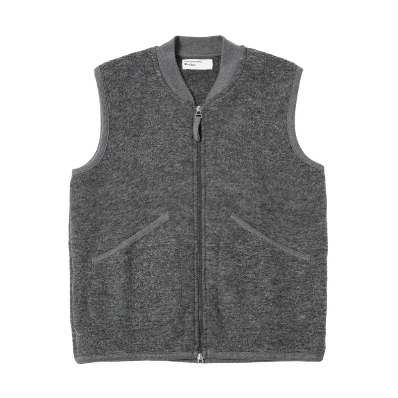 Zip Waistcoat - Grey Marl Wool Fleece